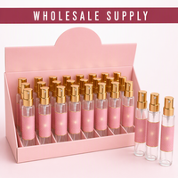 Flacon pulvérisateur de parfum portable vide 35 ml, atomiseur en verre fin avec capuchon argenté, vente en gros 24 pièces, boîte de présentation, logo personnalisé