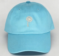 Groothandel Lichtblauwe Palmboom Geborduurde 100% Katoenen Baseballpet Verstelbare Riempje Unisex Volwassene Casual Zonnehoed