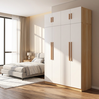 Armoire moderne nordique à 4 portes en bois massif, design autoportant et montage simple pour le rangement des vêtements dans la chambre
