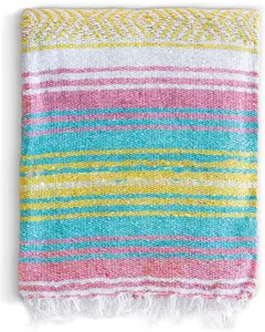 Fabrika doğrudan özelleştirilmiş baskılı büyük boy çeşitli parlak renkler taşınabilir toplu yumuşak dokuma meksika battaniye