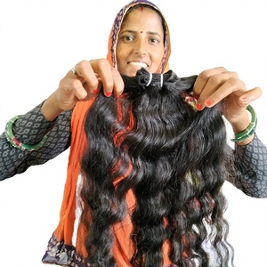 Extensiones de cabello Remy ondulado con cutícula completa alineada de 8-32 pulgadas de la mejor calidad, extensiones de cabello humano virgen indio crudo, paquetes - Product Image 1