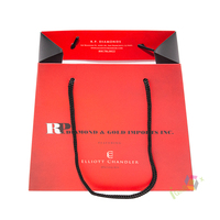 Bolsa de Cartón Mate Roja y Negra de Lujo, Ecológica y Reciclable, con Logotipo Personalizado, para Cosméticos, con Asa de Cuerda de Algodón Negra