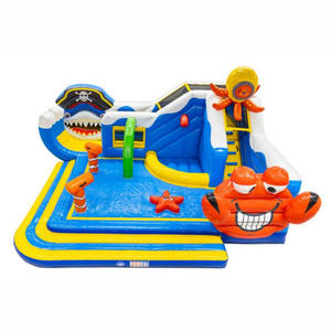 สไลเดอร์น้ำเป่าลมออลอินวันพร้อมสระน้ำและเกมกีฬาสำหรับใช้งานเชิงพาณิชย์ รูปแบบปลาหมึกซีเวิลด์ - Product Image 1