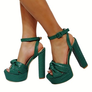 Sandales à talons hauts sexy à imprimé serpent, plateforme, talon bloc, grande taille 46, pour soirée - Product Image 1