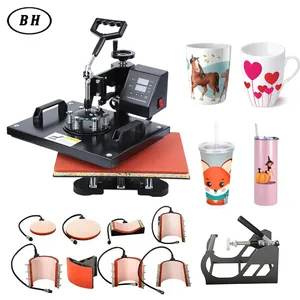 In stock 5 in 1 heat press machine T-shirt thermal transfer printer used for clothes hats fabric leather cups printing