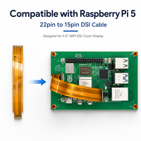 شاشة عرض TFT LCD مقاس 7 بوصات بدقة 800×480 مع شاشة لمس سعوية لـ Raspberry Pi 3 و4، واجهة HMI مدمجة بسطح مضاد للوهج