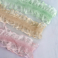 Ruban plissé en organza de polyester avec dentelle et volants, largeur 3 cm, garniture extensible pour robes de mariée, nœuds pour cheveux, projets DIY - Personnalisé