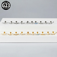 Getta G23 Titane Doré 16G Fleur 8MM Clous d'oreille à dos plat, Boucles d'oreilles tendance, Piercing Labret, Lèvre, Tragus, Hélix, Daith, Lobe, Zircon