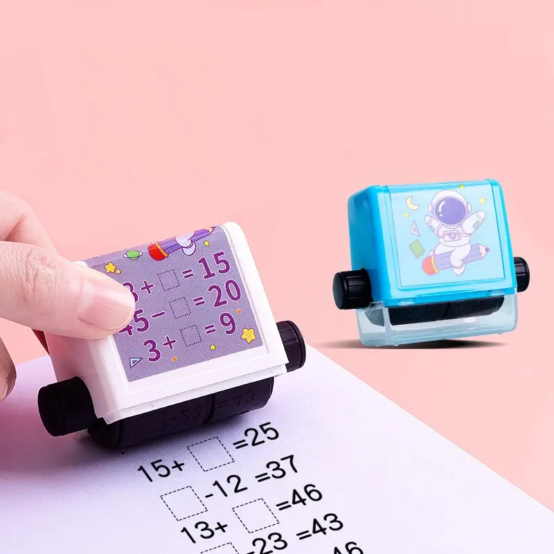 Stempel penggulung matematika-tambahan dan pengurangan stempel dalam 100 murid latihan matematika pertanyaan rol Digital