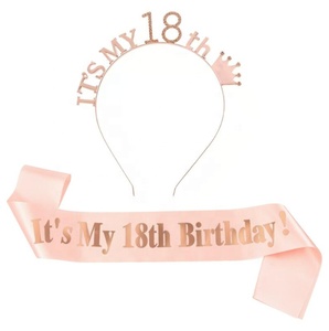 Nuovo arrivo rosa oro glitterato compleanno fascia di compleanno diara Kit decorazioni per feste e bomboniere per le feste di compleanno - Product Image 6