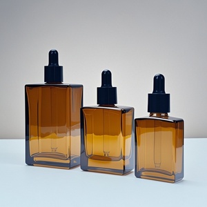 ขวดแก้วหยดทรงสี่เหลี่ยมแบนหรูหรา ขนาด 30 มล. 50 มล. 100 มล. พร้อมปลอกคอสีดำ สำหรับเซรั่มและน้ำมันหอมระเหย - Product Image 3