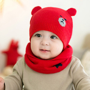 Ensemble deux pièces <span class=keywords><strong>bonnet</strong></span> et écharpe <span class=keywords><strong>en</strong></span> <span class=keywords><strong>laine</strong></span> d'ours <span class=keywords><strong>pour</strong></span> <span class=keywords><strong>nouveau</strong></span>-nés, 100 % coton, épaissi et chaud, <span class=keywords><strong>bonnet</strong></span> tricoté <span class=keywords><strong>pour</strong></span> garçon - Product Image 4
