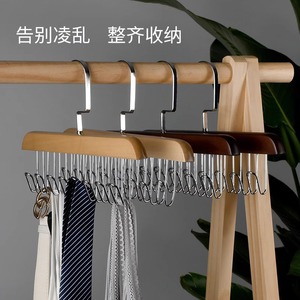 Perchero de madera multifuncional con 10 ganchos para ropa, bufandas, cinturones, sombreros, organizador de almacenamiento, tipo gancho rectangular - Product Image 4
