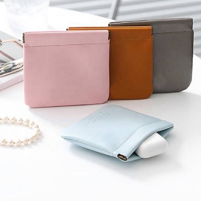 Mini Portable Leather Earphone Bag Mini Earbuds Package Case Headphone Accessories Storage for Cable