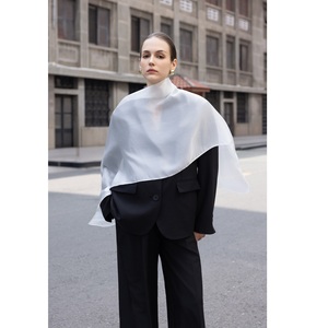 Conjunto de Blusa de Oficina de 2 Piezas para Mujer, Corte Regular, Larga, Lisa, Transpirable, con Cuello de Solapa, 78% Poliéster, 18% Rayón, 4% Elastano - Product Image 5