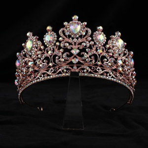 Diadèmes <span class=keywords><strong>de</strong></span> mariage personnalisés <span class=keywords><strong>de</strong></span> style baroque, beauté argentée, diamants AB, <span class=keywords><strong>fleurs</strong></span>, or rose, cristal, couronnes <span class=keywords><strong>de</strong></span> fête pour les gagnantes - Product Image 2