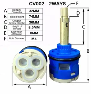 ייצור זול 32mm נחושת פלסטיק 2 דרך Valve Core מקלחת מגופים מחסנית