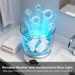 เครื่องซักผ้าขนาดเล็ก 1.6 ลิตร เครื่องซักผ้าแบบพกพา พร้อมฟังก์ชั่นปั่นแห้ง สำหรับเสื้อผ้าเด็ก ชุดชั้นใน ถุงเท้า เครื่องซักผ้าแบบหมุนสำหรับเด็ก - Product Image 2