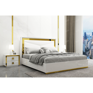 Juego de Muebles para Dormitorio King Size, Estilo Real, Lujoso, Moderno, para Hotel u Hogar, Base de Cama con Plataforma Blanca de Alto Brillo - Product Image 1