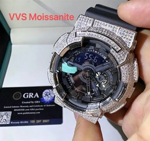 Boîtier <span class=keywords><strong>de</strong></span> montre Hip Hop GA110 <span class=keywords><strong>en</strong></span> <span class=keywords><strong>argent</strong></span> sterling 925 avec diamants Moissanite VVS <span class=keywords><strong>de</strong></span> luxe et certificat GRA - Product Image 1
