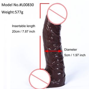 Juguete Sexual Insertable <span class=keywords><strong>de</strong></span> 7.87 Pulgadas, Dildo Grande y Realista <span class=keywords><strong>de</strong></span> Silicona Negra para Mujer, Pene Artificial Africano XXL - Product Image 1