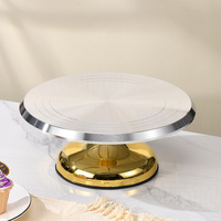 Fournitures de décoration de gâteaux, plateau tournant pour gâteau en alliage d'aluminium de 10 pouces et 12 pouces, plateau tournant antidérapant pour la décoration de gâteaux
