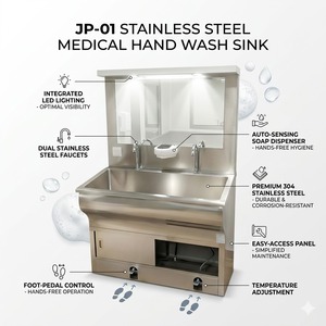Nouvelle Évier de Lavage des Mains Médical avec Commande au Pied et Miroir en Acier Inoxydable Durable <span class=keywords><strong>pour</strong></span> Usage Hospitalier Équipement de Purification de l'Air - Product Image 2