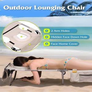 Moderne 5-positie Draagbare Strandstoel Comfortabele Oxford Opvouwbare Buitenmeubels Gezicht Gat Voor Patio Zwembad Strandcamping - Product Image 5