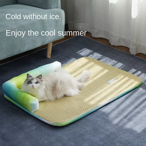 Fabrika fiyat çevre dostu Rattan kare soğutma Pet <span class=keywords><strong>Mat</strong></span> katı desen yıkanabilir dayanıklı köpekler için iyi dinlenme - Product Image 4