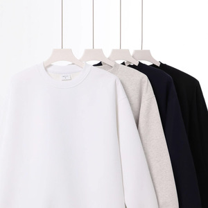 Produttori di abbigliamento personalizzato 380 grammi di cotone poliestere tessuto Casual ampio a maniche lunghe <span class=keywords><strong>felpa</strong></span> girocollo tinta unita - Product Image 4