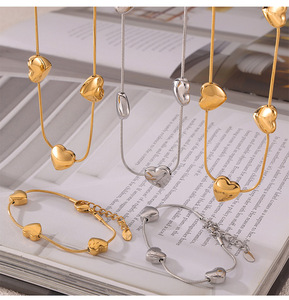 Set di gioielli di moda <span class=keywords><strong>bracciale</strong></span> collana cuore miglior regalo per la <span class=keywords><strong>festa</strong></span> della <span class=keywords><strong>mamma</strong></span> acciaio inossidabile 18K PVD vera tecnologia placcatura in oro - Product Image 5