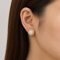 8 Pasang Set Anting Jepit Kristal Mutiara Paduan Emas atau Perak untuk Wanita Tanpa Tindik Perhiasan Pengantin Grosir