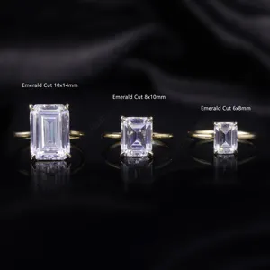 OL1482 Abiding Wholesale Fine Jewelry Good Selling Solid 14K Gold Engagement Custom Carats Emerald Cut Moissanite Ring