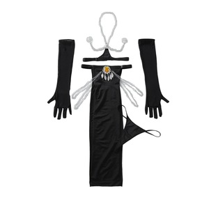 Nuovo Costume Sexy con Catena Gioiello, Reggiseno Open Cup, Gonna Lunga Spaccata, Perizoma Coordinato e Guanti da <span class=keywords><strong>Opera</strong></span> per Lingerie Esotica e Giochi di Ruolo - Product Image 6