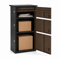 Boîte aux lettres extérieure à 3 portes verrouillable, boîte de livraison de colis, boîte de dépôt de colis multi-compartiments pour la maison