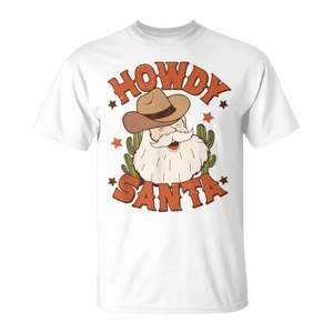 T-shirt Howdy Santa Christmas Rodeo Western Cowboy - Product Image 1