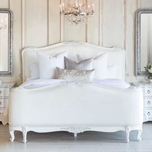 American Distressed Vintage Carved Double <span class=keywords><strong>Bed</strong></span> Francês Estilo Europeu Carvalho Sólido para Quarto Principal para Casamento Princesa Tamanho Grande - Product Image 3