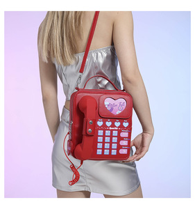 <strong>New</strong> Arrive Fashion Girl's Cute <strong>Design</strong> Telephone Shape PU <strong>Backpack</strong> Creative Idea Style Women Leather Water-proof Shoulder Bag - Product Image 6