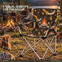 Chaise de camping portable en gros avec porte-gobelet latéral et logo et motif personnalisés pour les rassemblements de clubs en plein air
