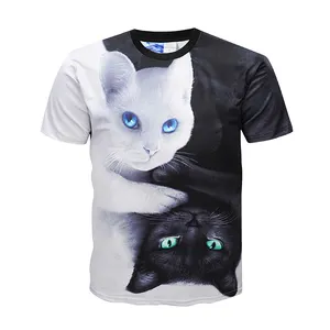 Huiyi Custom Design Full Color Screen Printed T Shirts High Quality OEM Service with Pattern Adults O-neck