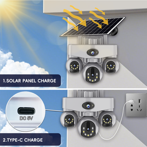 20MP 4 Lens 4 Screen Solar WiFi/4G <b>Camera</b> 16000mAh Battery AOV 24/7 Continuous Record <b>Outdoor</b> Home Security PTZ <b>Camera</b> V380 Pro - Product Image 5