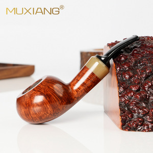 MUXIANG Briar Wood Tobacco Pipe Bent Type 9mm Smooth Finish Medium Size Smoking Pipe - Product Image 1