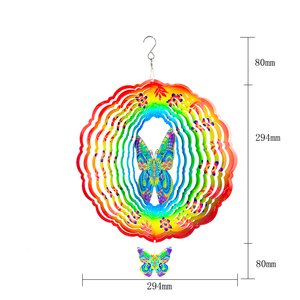 Carillons à vent en métal résistants aux intempéries de 12 pouces pour la décoration de jardin, avec moteur rotatif suspendu, design animé tortue et papillon - Product Image 2