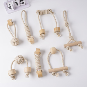 ของเล่นสุนัขกัดเล่นแบบมีปฏิสัมพันธ์ ช่วยทำความสะอาดฟัน ทนทานต่อการกัด ทำจากไม้และเชือกถัก ขายดี - Product Image 3