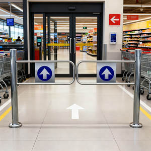 Tourniquet mécanique de porte d'oscillation d'acier inoxydable de la poussée 201 de main de direction simple d'entrée de supermarché - Product Image 2