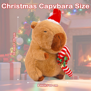 Peluche <span class=keywords><strong>Natalizio</strong></span> di Capibara da 25cm con Cappello da Babbo Natale e Decorazione a Bastoncino di Zucchero per Albero di Natale - Product Image 2