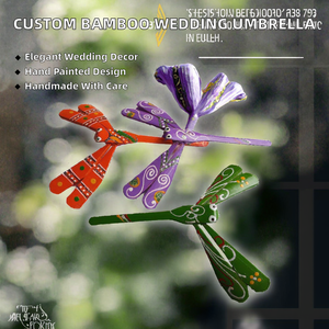 Sombrilla de Bambú con Libélula y Logotipo Personalizado de Alta Calidad Guansen, Hecha a Mano, con Temática de Amor, Recuerdo de Boda, Artesanía, Gran Venta - Product Image 2