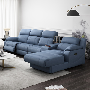 Sofá Moderno de Piel de Vacuno de Primera Capa, Multifuncional, en Forma de L, Reclinable, Modelo 6882-42, para Sala de Estar - Product Image 1