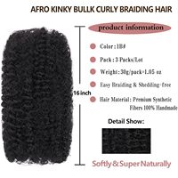 Vente en gros cheveux humains en vrac Afro Kinkys 50g cheveux humains 100% naturels noirs doux 4C cheveux humains en vrac Afro crépus pour extension de locs
