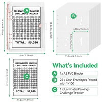 Livre économique pour livre économique économisant 5050 $ avec 25 feuilles d'inserts de reliure a5 et de suivi pour le rembourrage en espèces a5 6 anneaux